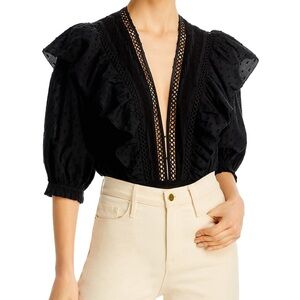 FARM RIO LACE PLUNGING BODYSUIT - SZ S